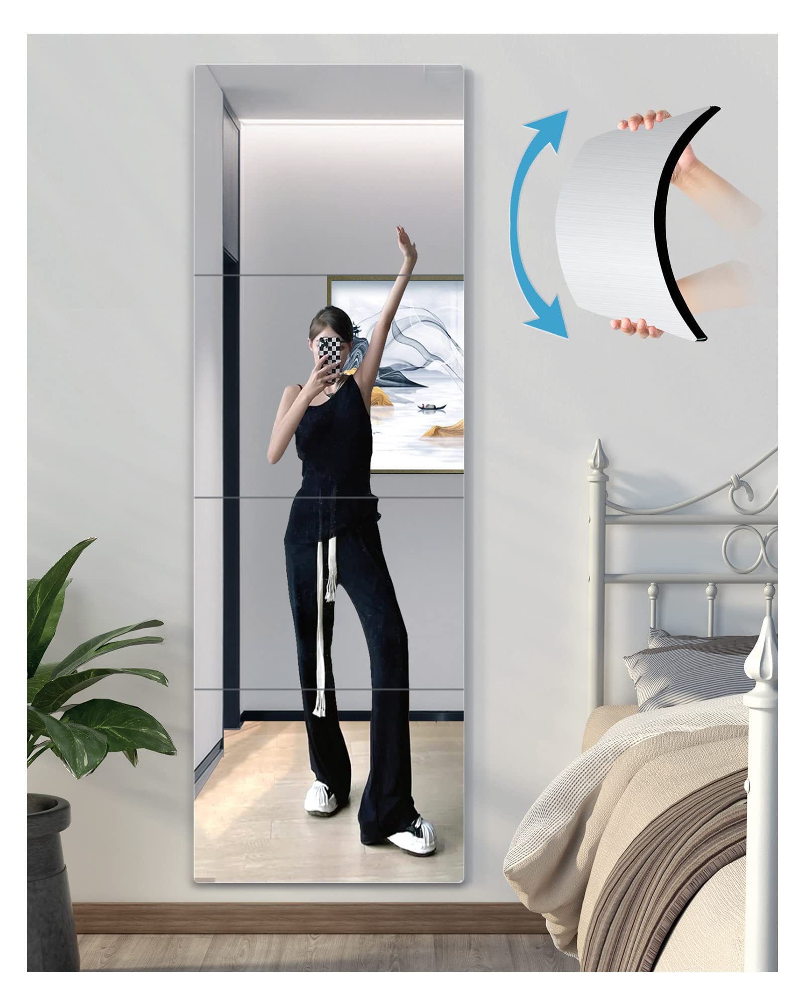 Photo 1 of Shatterproof Wall Mirror Full Length,Mirror for Bedroom?Plexiglass Gym Mirrors For Home Gym,Extra Thick: 1/8",12"x12"x4Pcs,Workout Mirrors Safe for Kids,Over The Door Mirror Long Wall Mounted 4 Pack,12"x12"