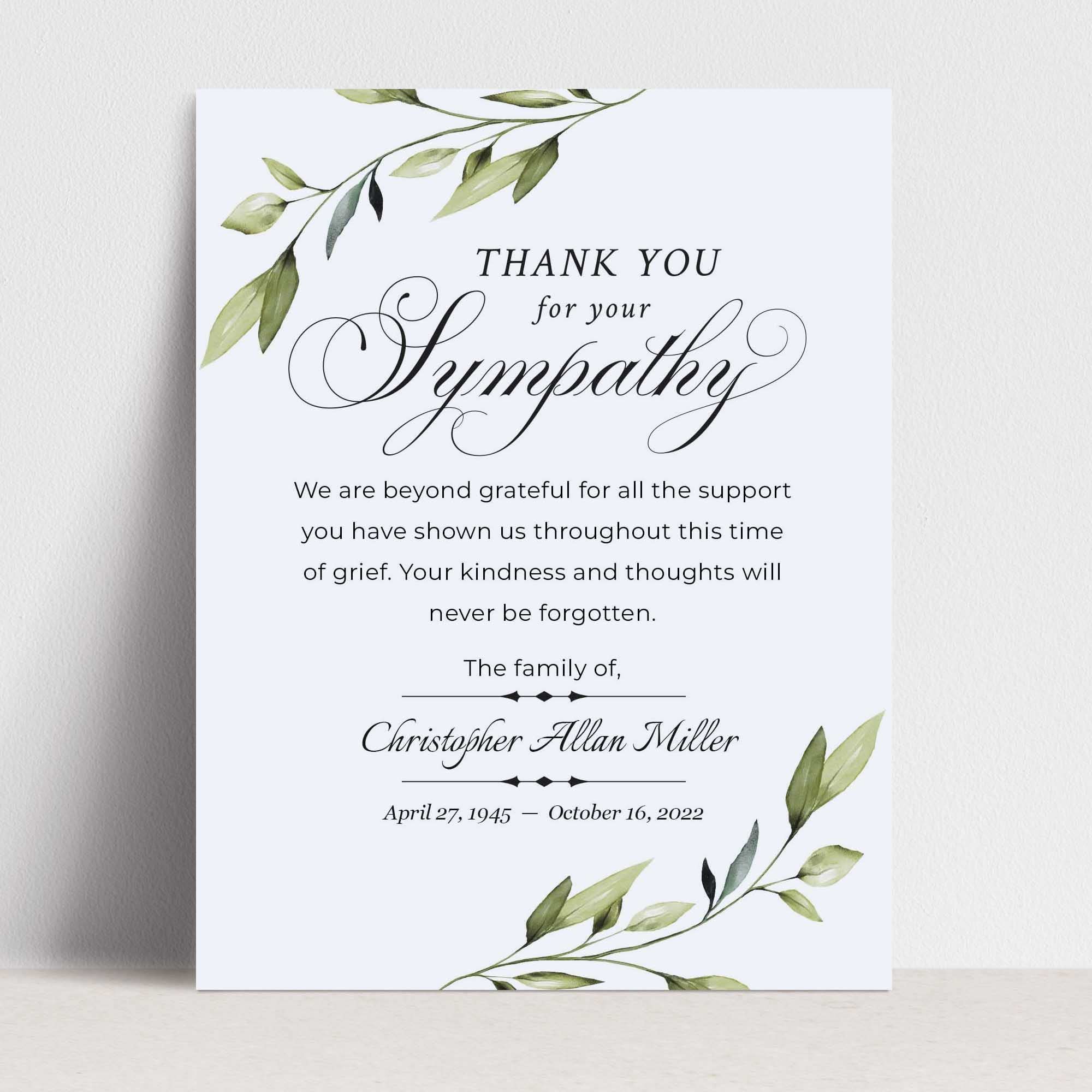 Sympathy Thank You Card Template Printable With Your, 44% OFF