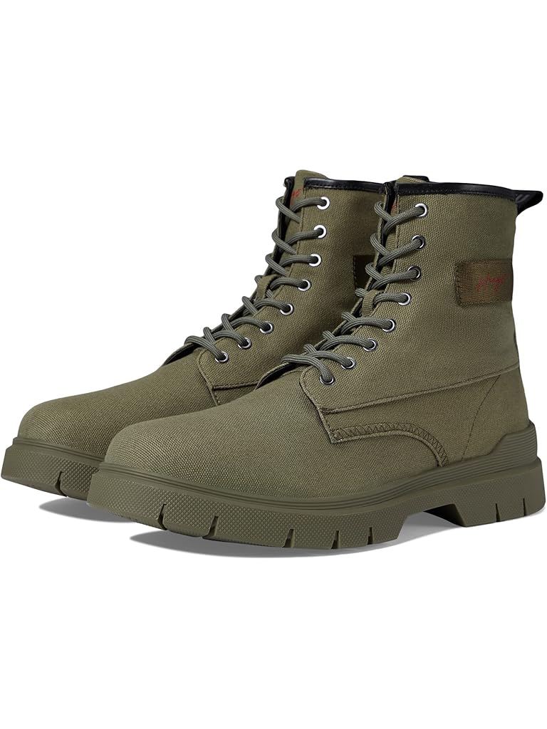 Gray HUGO Ryan Canvas Lace-Up Boots