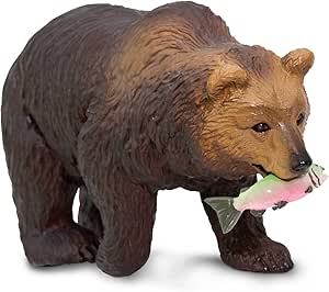 Safari Ltd. Grizzly Bear Figurine - Detailed 4.5&#34; Plastic Model Figure - Fun Educational Play Toy for Boys, Girls &amp; Kids Ages 3+