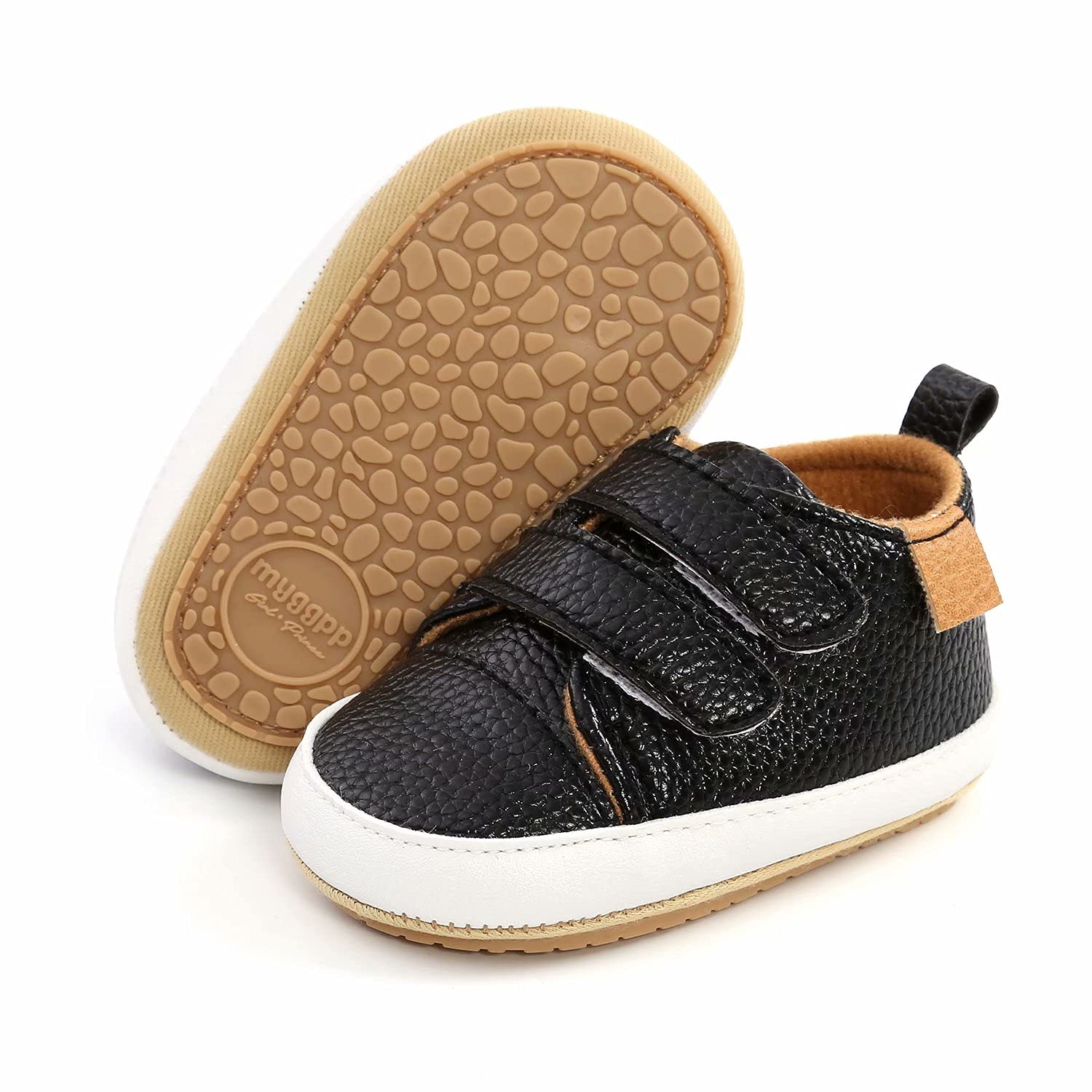 GAISUMMIBaby Boys Girls Shoes Infant High-Top PU Leather Sneakers Newborn Crib Flats Non-Slip Rubber Sole Unisex Toddler Prewalkers