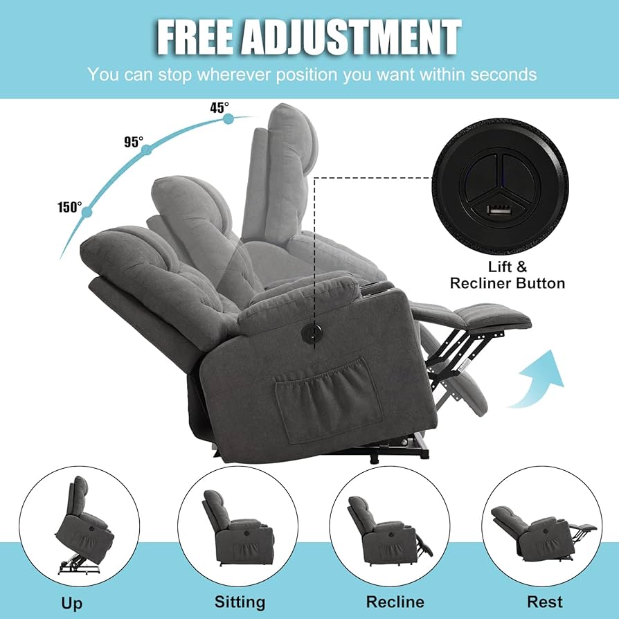 HOMCOM Electric Power Lift Recliner Chair For Elderly With Zero Gravity ...