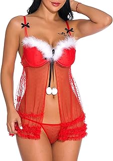 HOTSO Femmes Charmant Costume Noël Mère Déguisement Femme Christmas Costume Adulte Lingerie Sexy Tenue Lingerie Femme Noël...