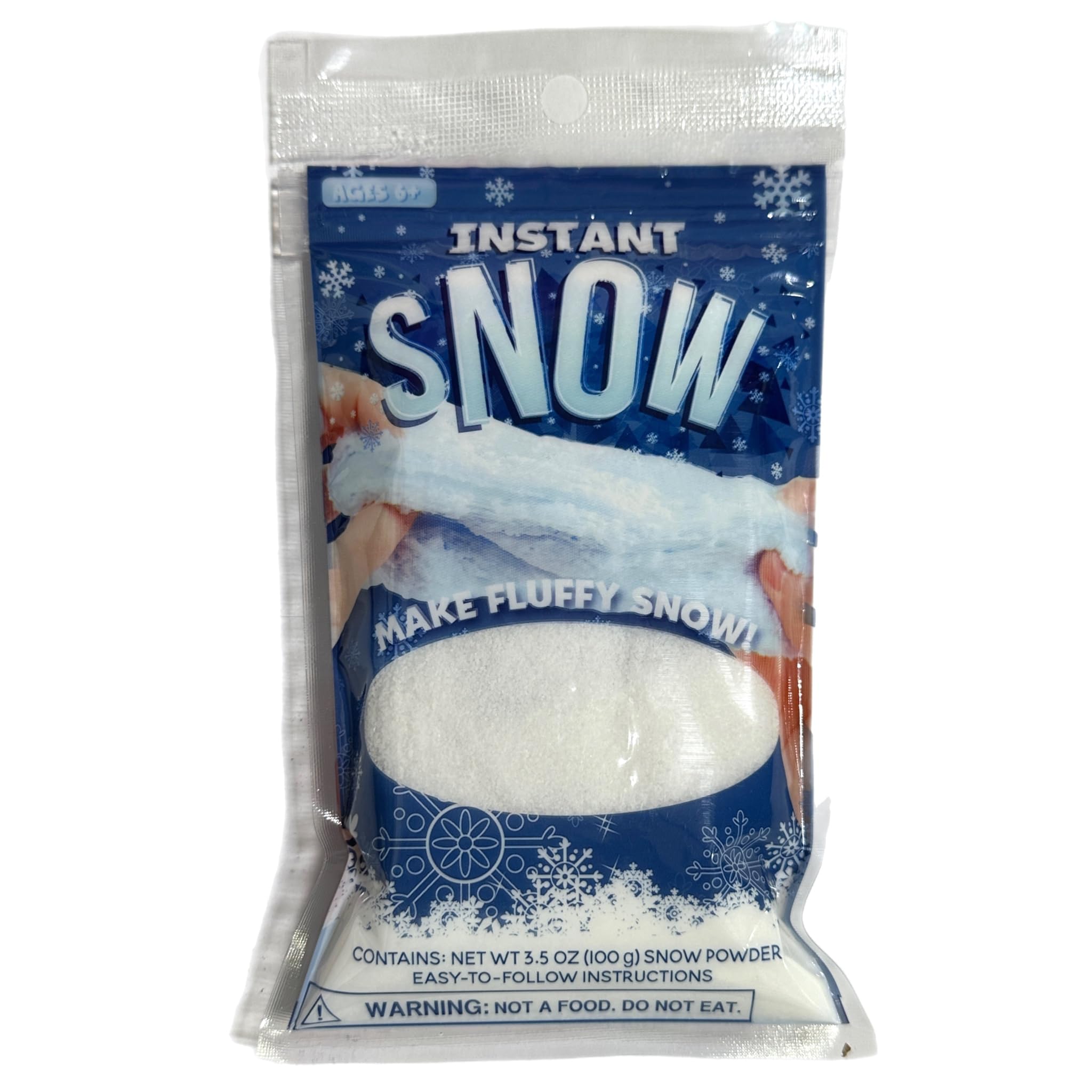 Instant Snow Powder - White Premium Snow Powder Fake Artificial Snow - Great for Holiday Snow Decorations Playing Snow Day - Just Add Water (1 Pack)