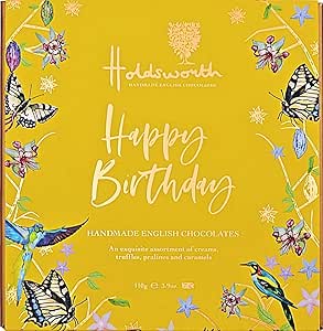 Holdsworth Chocolates Occasions Collection - Happy Birthday Gift Box Filled with Handmade Truffles and Assorted Milk, Dark and White Chocolates Perfect for gifting 110g