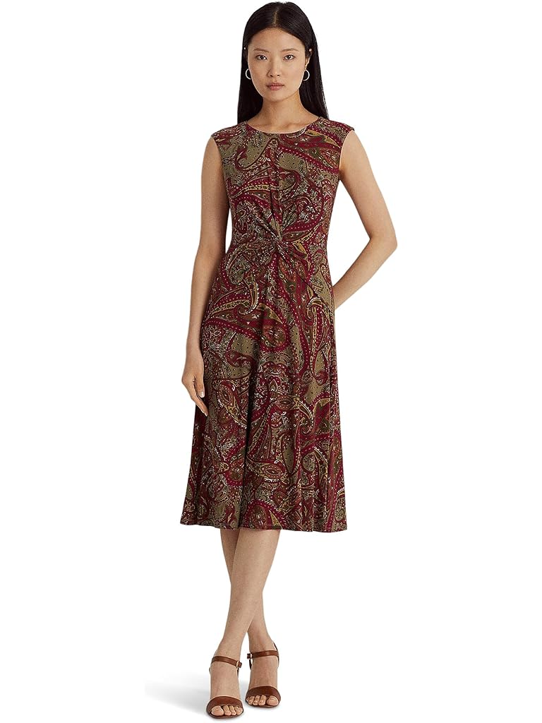 Lauren Ralph Lauren Paisley Twist-Front Jersey Dress