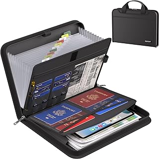 ENGPOW Fireproof Legal Size Accordion File Organizer,Expandable File Folder with Handle & Labels,13 Pockets Large Document...