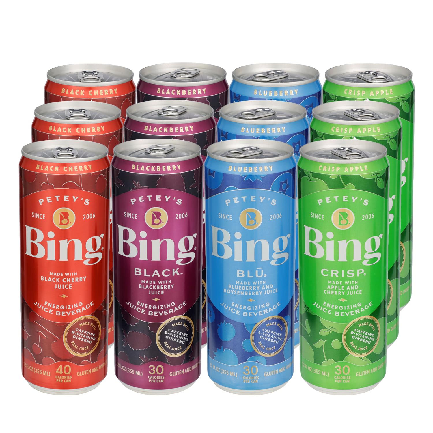 BingBeverage Variety Pack w/Blu, Low Calories, 12 Fl. Oz (Pack of 12)