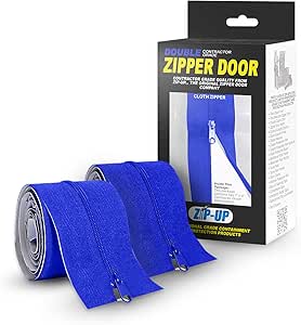 ZIP-UP Products Cloth Zipper Peel &amp; Stick Door - 84&#34; x 3&#34; Dust Barrier Zipper with Self Adhesive Backing &amp; Air Tight Seal - Twin Pack - ZIP7.3BCL