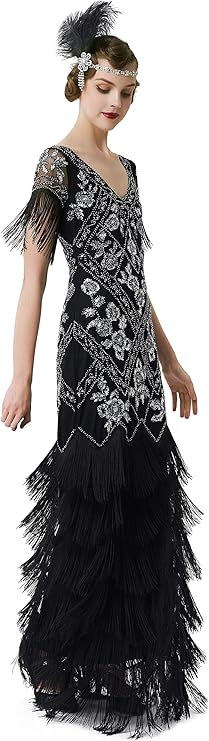 Great Gatsby Dress – Great Gatsby Dresses for Sale BABEYOND Womens Evening Dress Maxi Prom Dress Formal Party Dress Multi-Layer Flapper Dress  AT vintagedancer.com