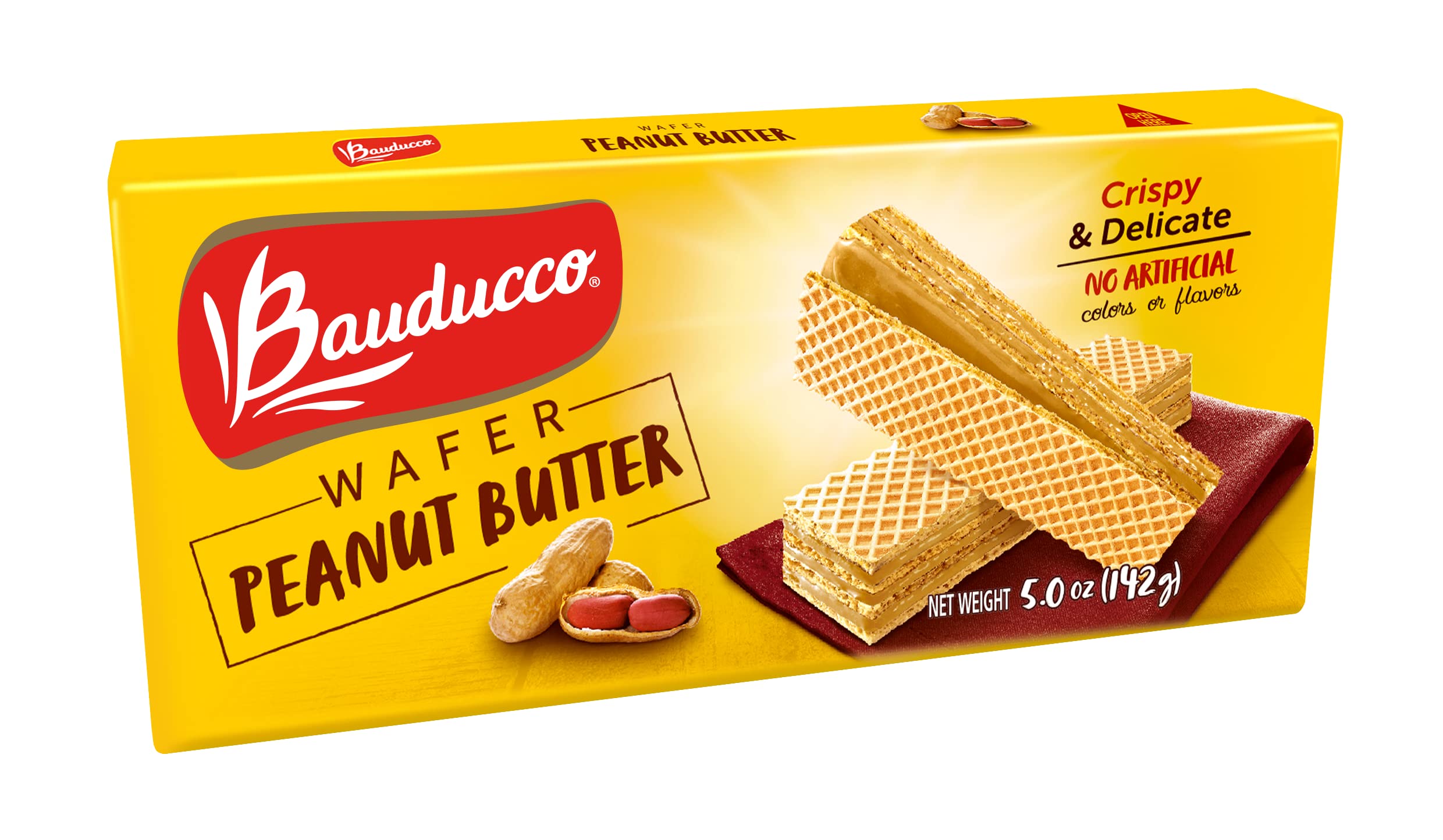 BauduccoPeanut Butter Wafers - Crispy Wafer Cookies With 3 Delicious, Indulgent Decadent Layers of Peanut Butter Flavored Cream - Delicious Sweet Snack or Desert - 5.0 oz (Pack of 1)