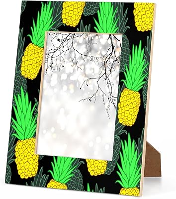 XMNYGJ Retro Pineapples 11x14 Picture Frame Display Pictures 8x10 with Mat or 11x14 Without Mat, Horizontal or Vertical Formats for Tabletop Wall Mounting Wooden Photo Frames