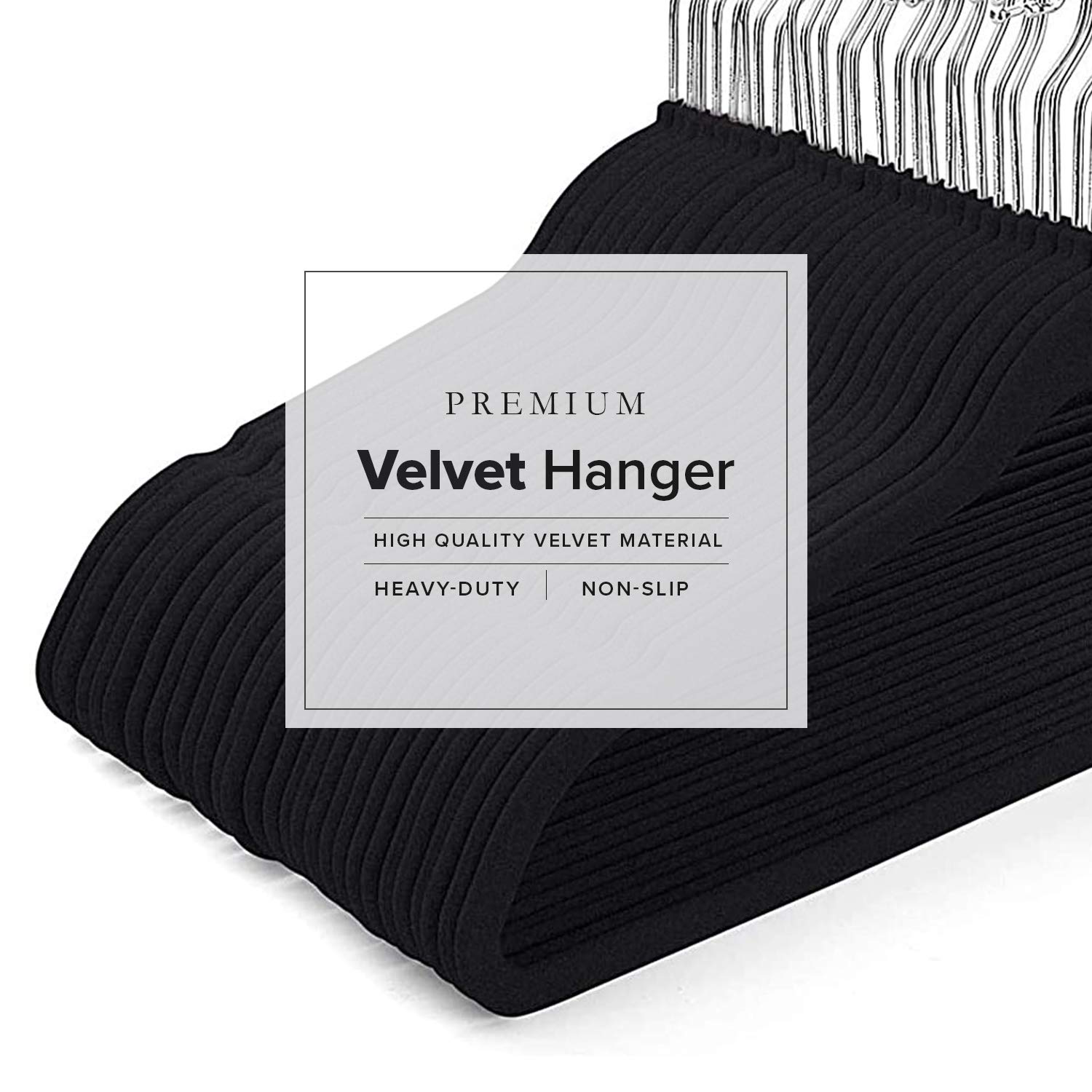 HOUSE DAY Black Velvet Hangers -60 Pack- Non Slip Felt Hangers Space Saving Clothes Hanger Velvet Hanger Heavy Duty Adult Hanger for Coat, Suit