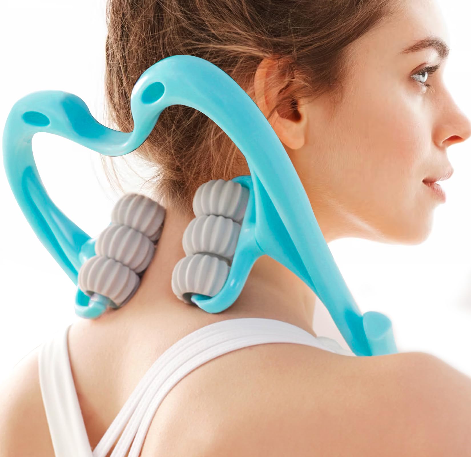 Neck Massager Roller,Handheld Massager with 6 Balls Massage Point, Neck Pain Relief Massager for Deep Tissue in Neck, Back, Shoulder, Waist, and Legs