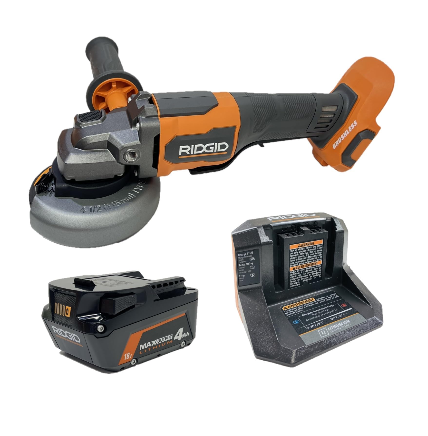 Ridgid 18V Brushless Cordless 4-1/2 in. Angle Grinder Kit with 4.0 Ah Battery and Charger