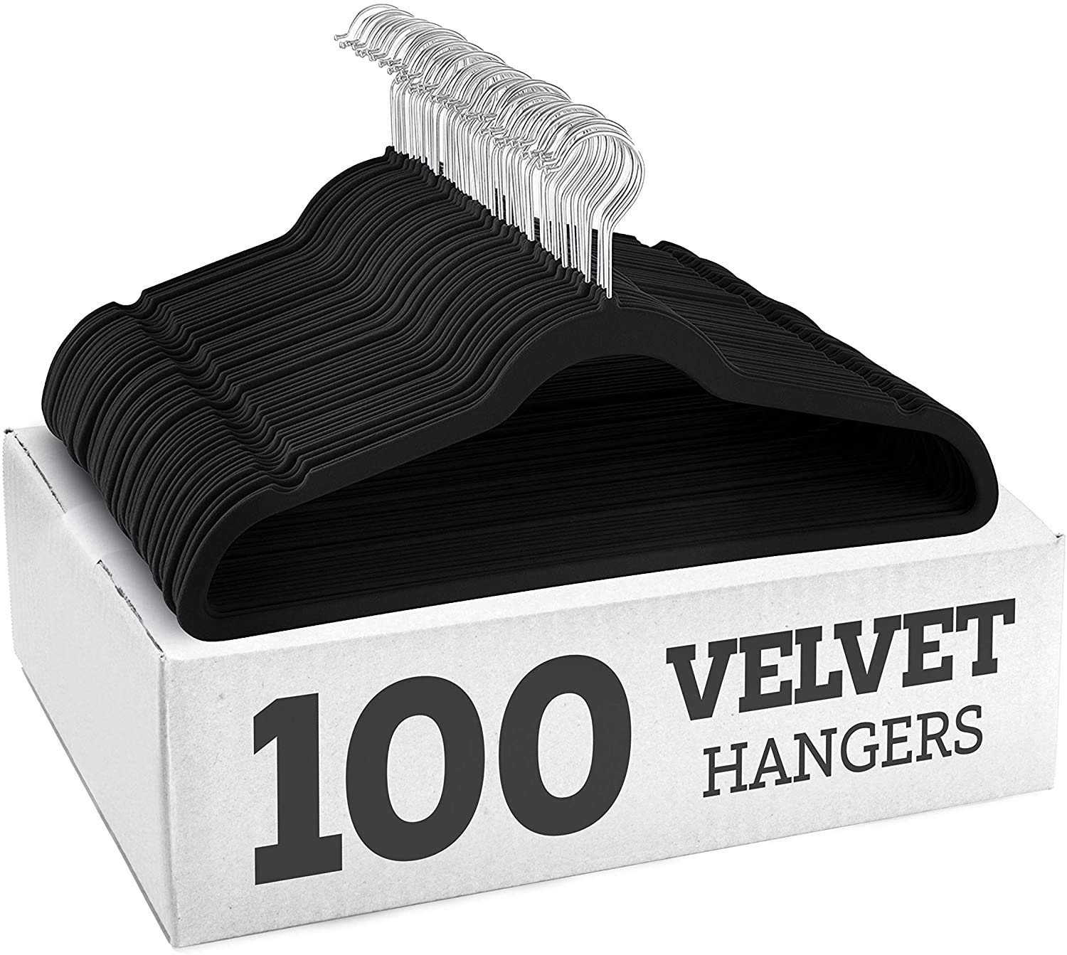 bpa Non-Slip Velvet Suit Hangers 100 Pack - Ultra Thin Space Saving 360 Degree Swivel Hook Strong And Durable Clothes Hangers Hold Up-To 10 Lbs, For Coats, Jackets, Pants, Dress Clothesâ€¦, One Size