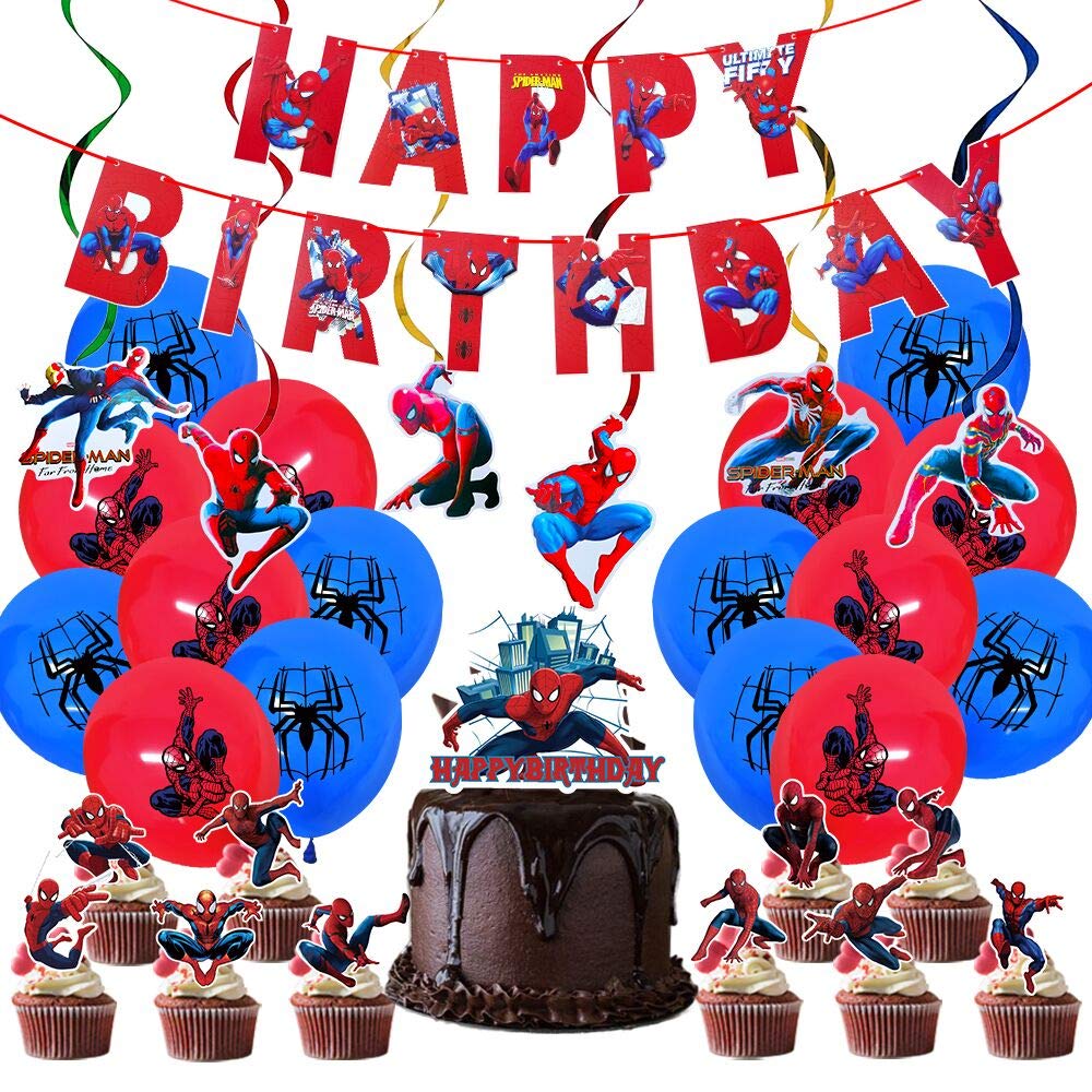 Spiderman Party Decorations,Spiderman Theme Birthday Party Supplies Set ...