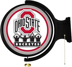 The Fan Brands NCAA Ohio State Buckeyes: O-H-I-O - Original Round Rotating Lighted Wall Sign - Football, Basketball &amp; Baseball Wall Decor - College Sports Décor for Home, Office, Game Room, Fan Cave &amp; Garage - USA Made