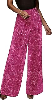 GUOLEZEEV Women High Elastic Waist Wide Leg Palazzo Pants Casual Loose Long Pant Trouser