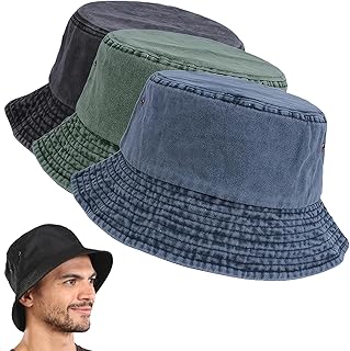 OuMaiFeng 3 Pack Vintage Denim Fishing Bucket Hats for Men Women Waterproof Breathable Wide Brim Hat Sun Hats UV Protectio...