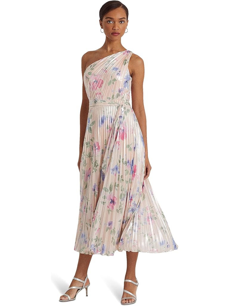 Lauren Ralph Lauren Floral Georgette One-Shoulder Gown