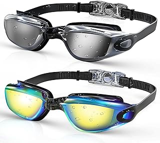 JugWoy 2 Pack Swimming Goggles, Pool Swimming Goggles for Adults & Kids