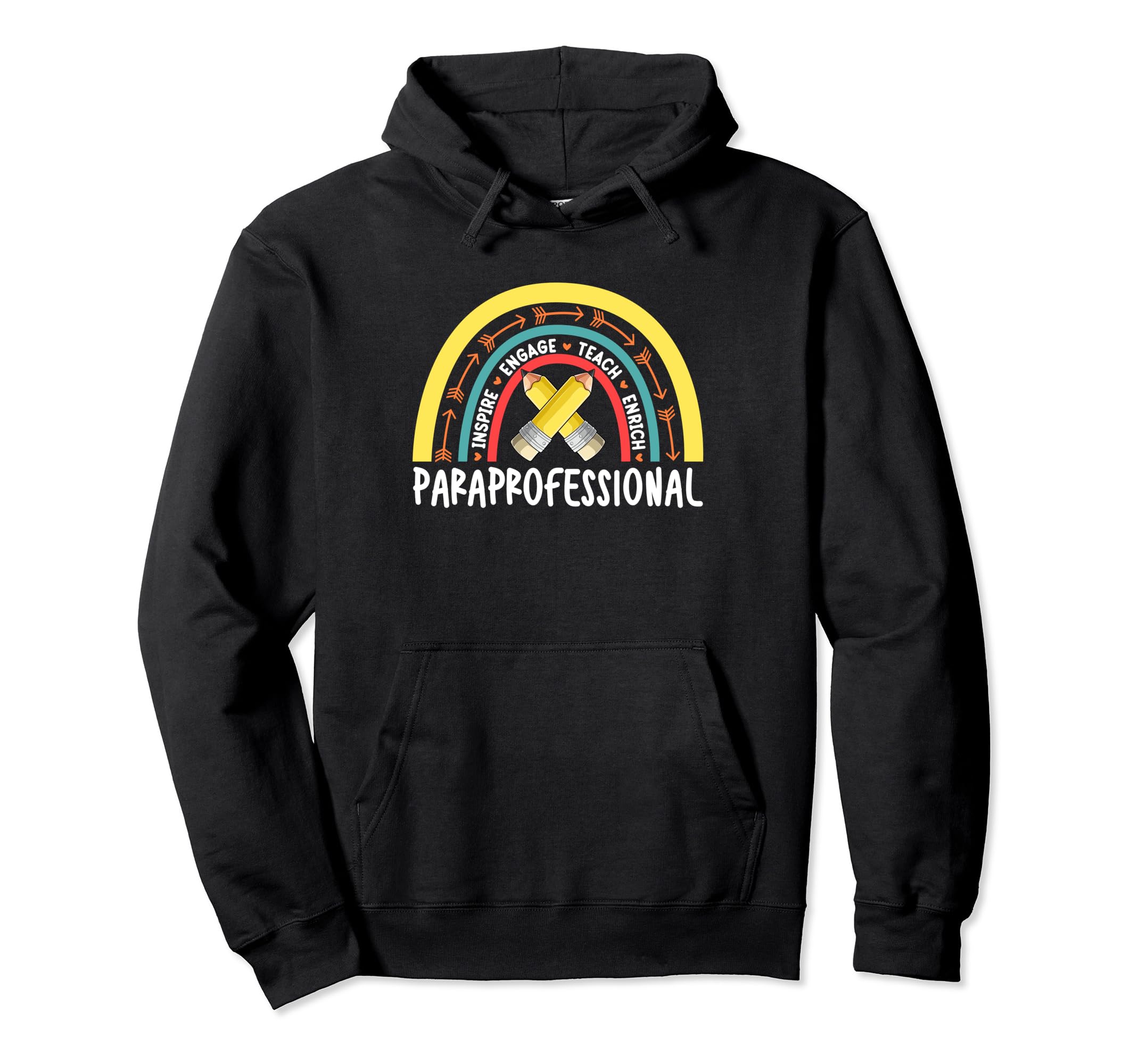 Paraprofessional Rainbow Teacher Parapro Back To School Pullover Hoodie