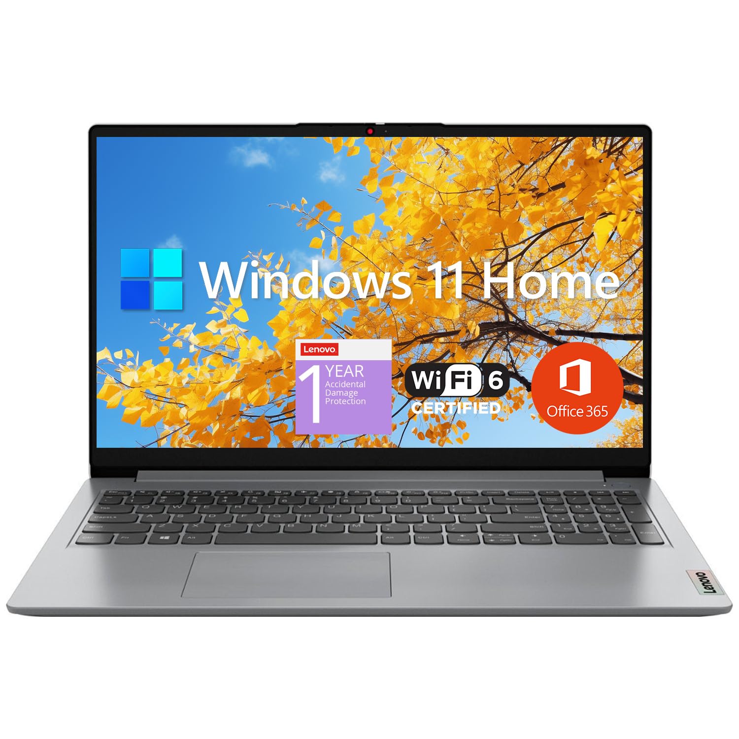 LenovoIdeaPad 1 Student Laptop, 15.6" FHD Display, Intel Dual Core Processor, 12GB RAM, 512GB SSD + 128GB eMMC, 1 Year Office 365, Wi-Fi 6, Webcam, Bluetooth, SD Card Reader, Windows 11 Home, Grey