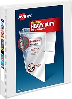 Avery Heavy-Duty View 3 Ring Binder, 1 Inch One Touch EZD Rings, 275-Sheet Capacity, 1.4 Inch Wide Spine, Customizable Cle...