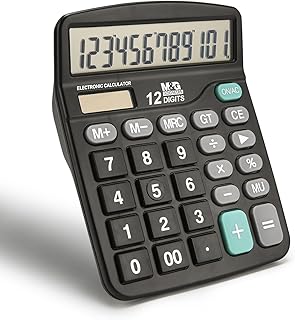 M&G Desk Calculator 12 Digit Office Calculators with Large LCD Display, Dual Solar Power and Battery, Recessed Big Button ...