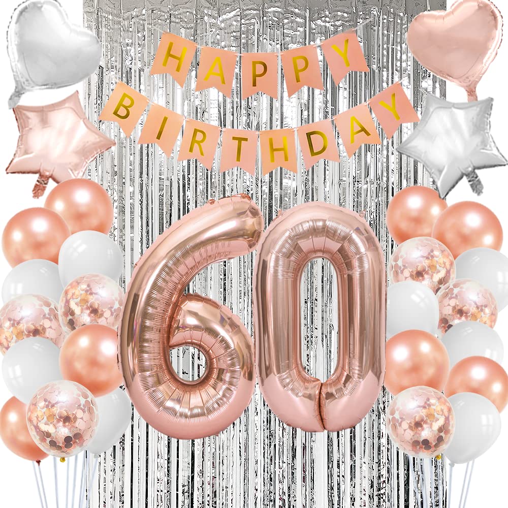 Amazon.com: 60th Birthday Decorations for Women Rose Gold Happy 60 ...