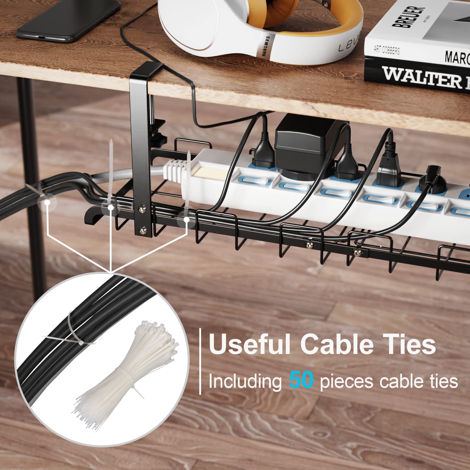 Snapklik.com : iSPELCE Under Desk Cable Management - 2 Pack 17.7 Cable ...