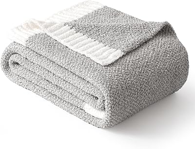 MIULEE Super Soft Throw Blanket for Couch, Light Grey Cozy Fluffy Warm Blankets Lightweight Knit Throw Blankets for Sofa, Bed, Chair, Living Room, Camping, Picnic, 50 x 60 inch