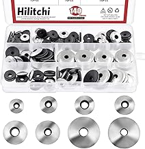 Hilitchi 140Pcs 8Sizes Stainless Steel Neoprene EPDM Bonded Sealing Gasket Washers, Cushioning Washers Assortment Kit