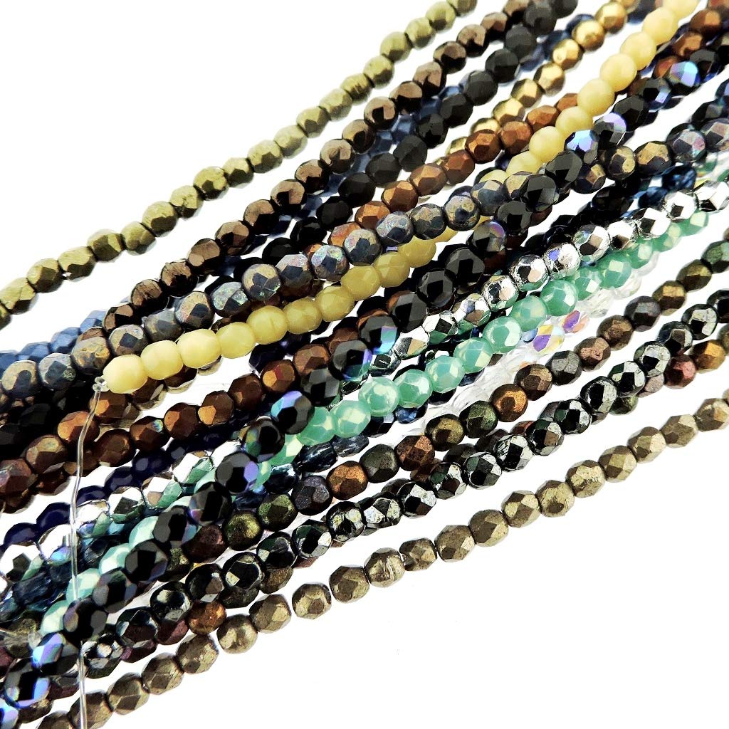 10 Strands Value Pack (500 Beads Total) - Fire Polished Round Beads 2mm - Assorted Colors