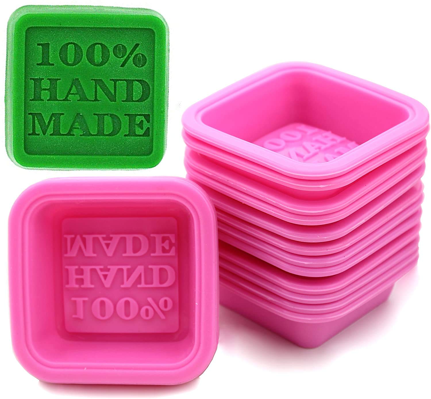 RKPM HOMES DIY Handmade Soap Molds, Cupcake Liners - 100% Handmade Square Silicone - Microwave, Oven, Refrigerator, Freezer and Dishwasher Safe for Homemade Craft (Square) (Soap Mold 4 Pcs)