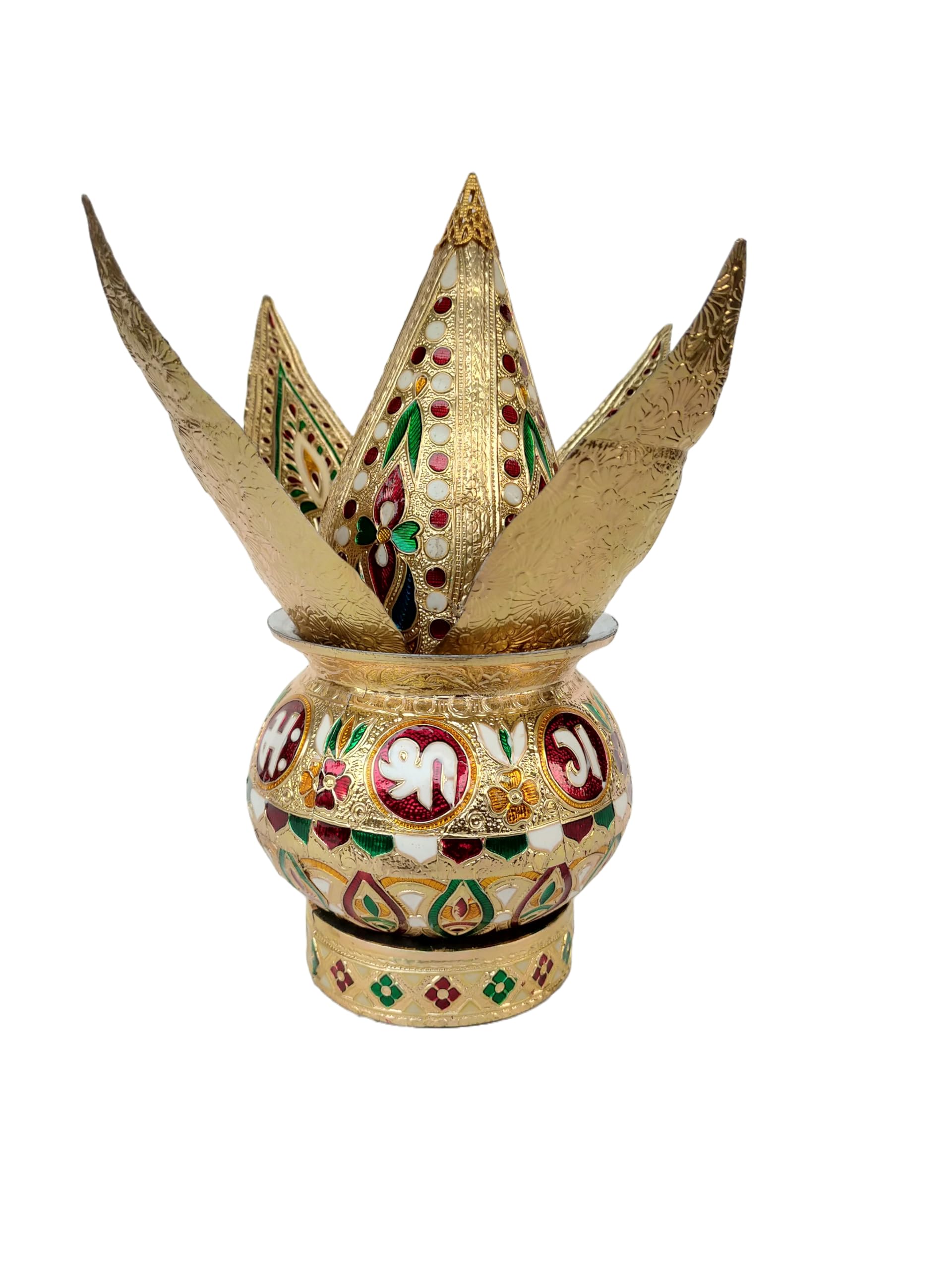 Rastogi Handicrafts Mangal Kalash Set Meenakari Work for Puja Kalash in Temple Home Decor Decorative Lota Narial Patta