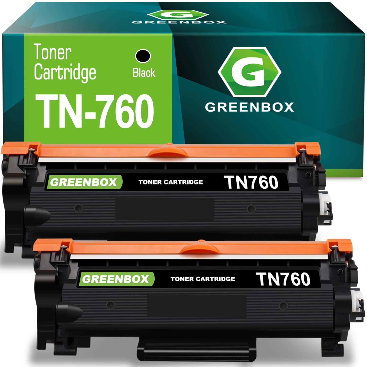 GREENBOX Compatible Toner Cartridge Replacement for Brother TN760 TN-760 TN730 TN-730 for HL-L2350DW DCP-L2550DW HL-L2395DW Hl-L2390DW HL-L2370DW Printer (2 Black)