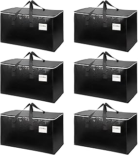 6-Pack Extra-Large Heavy-Duty Storage Totes with Reinforced Handles, Durable Zippers & Waterproof Material — Perfect for S...