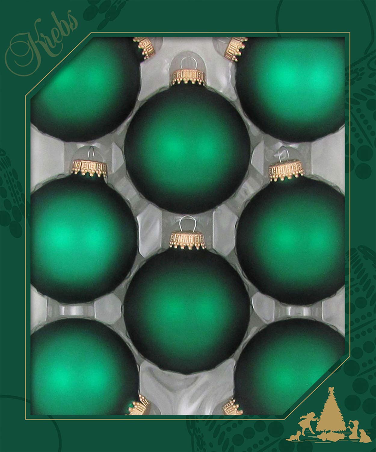 Glass Christmas Tree Ornaments - 67mm / 2.63" [8 Pieces] Designer Balls from Christmas By Krebs Seamless Hanging Holiday Decor (Velvet Green)