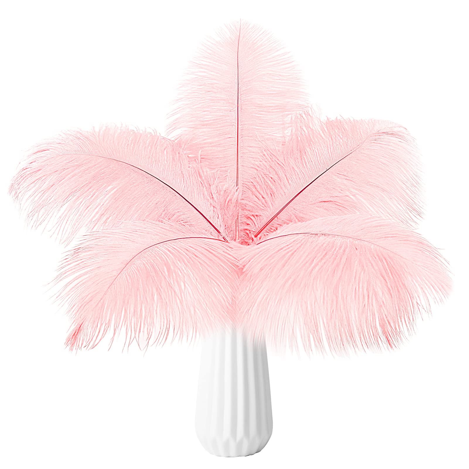 THARAHT Pink Ostrich Feathers 24pcs Natural Bulk 8-10Inch 20cm-25cm for Crafts Wedding Party Centerpieces Flower Arrangement Easter Gatsby and Home Decoration Feathers