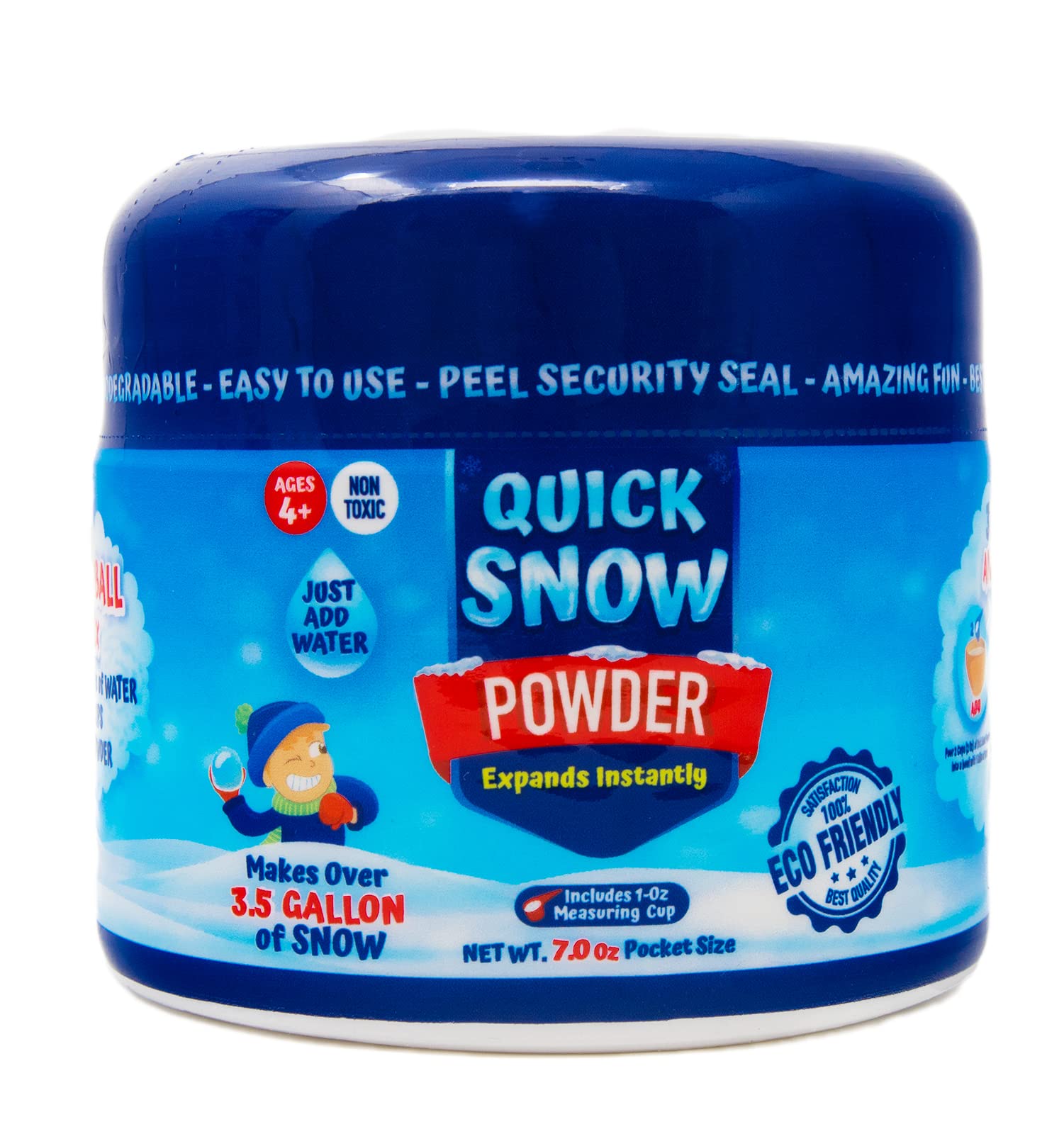 QUICK SNOW POWDER: Instant Snow - Makes 3.5 Gallon Magic Artificial Fake Snow - Just Add Water - Christmas Decorations Events Outdoor Indoor - STEM Slime Activities for School -Pocket Size 7.0 Oz