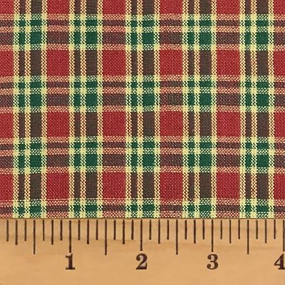 Cranberry Christmas 4 Cotton Homespun Plaid Fabric by JCS - Sold by The Yard