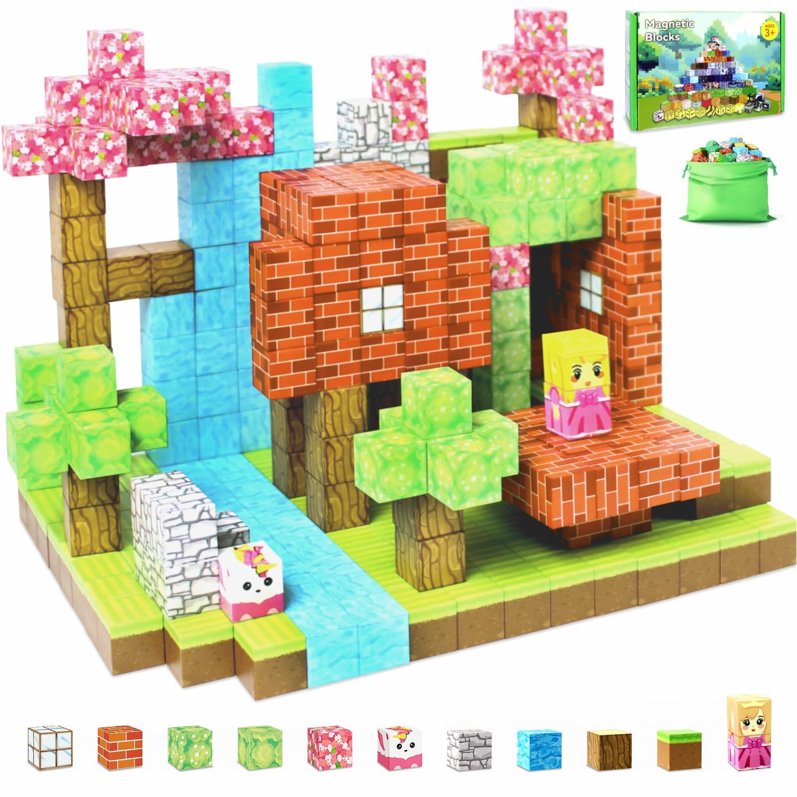 MGOBOBTOY 70 pcs magnetic building blocks, a set of various shapes that can be freely built. It is a nice toy for kids over 3 years old-magnetic poles blocks.