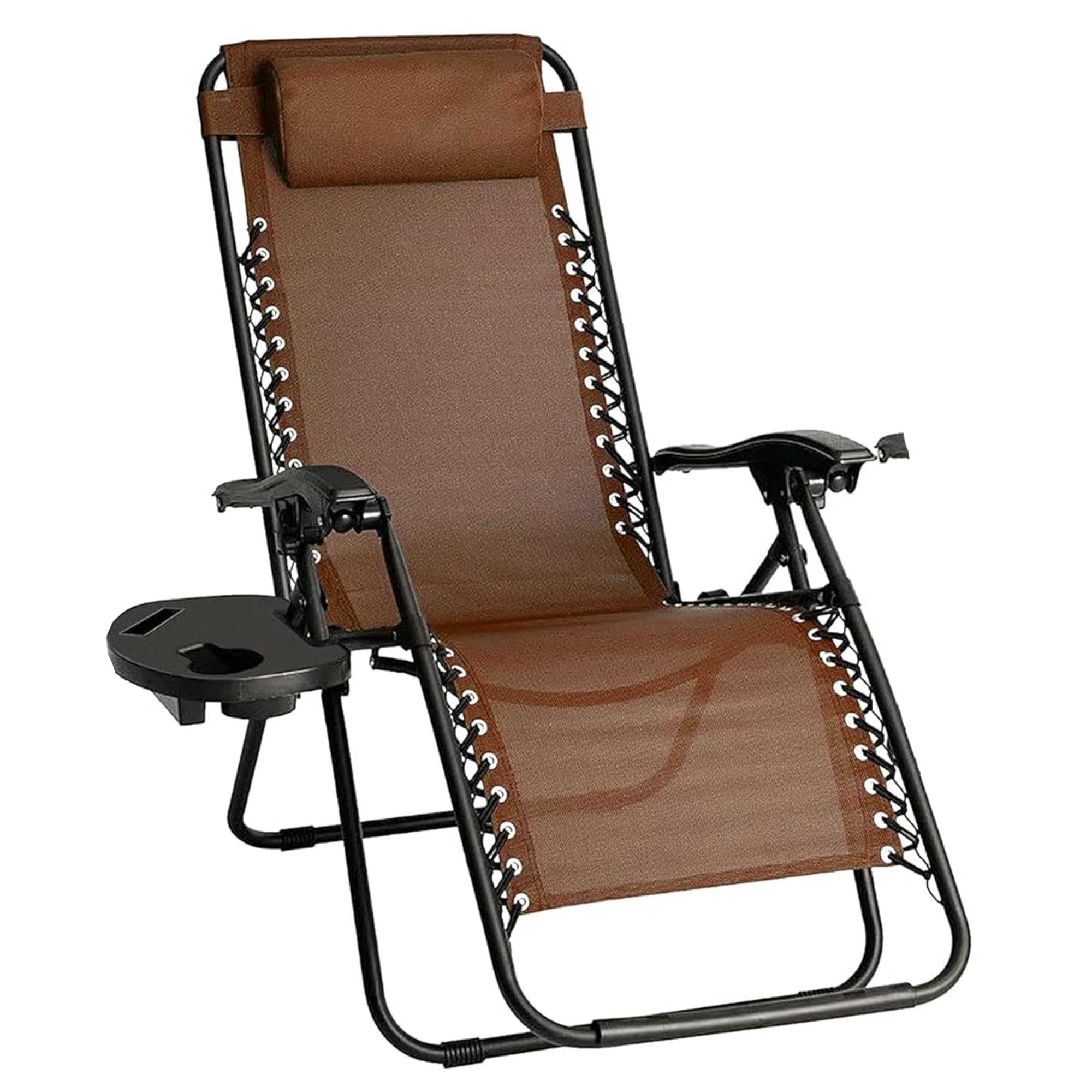 Outdoor Chair Zero Gravity Chair Lounge Patio Chairs, Adjustable Reclining Chairs w/Pillow & Utility Cup Holder, Folding Lounge for Outdoor Deck Patio Lawn Pool Side Yard Beach Camping