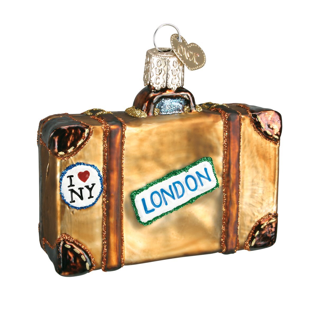 Old World Christmas Cities, Places and Landmarks Glass Blown Ornaments for Christmas Tree Suitcase