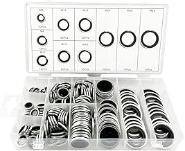 150Pcs Automotive Self-Centered Bonded Seal Gasket Assortment Kit Bonded Seal Oil Washer Assortment Kit