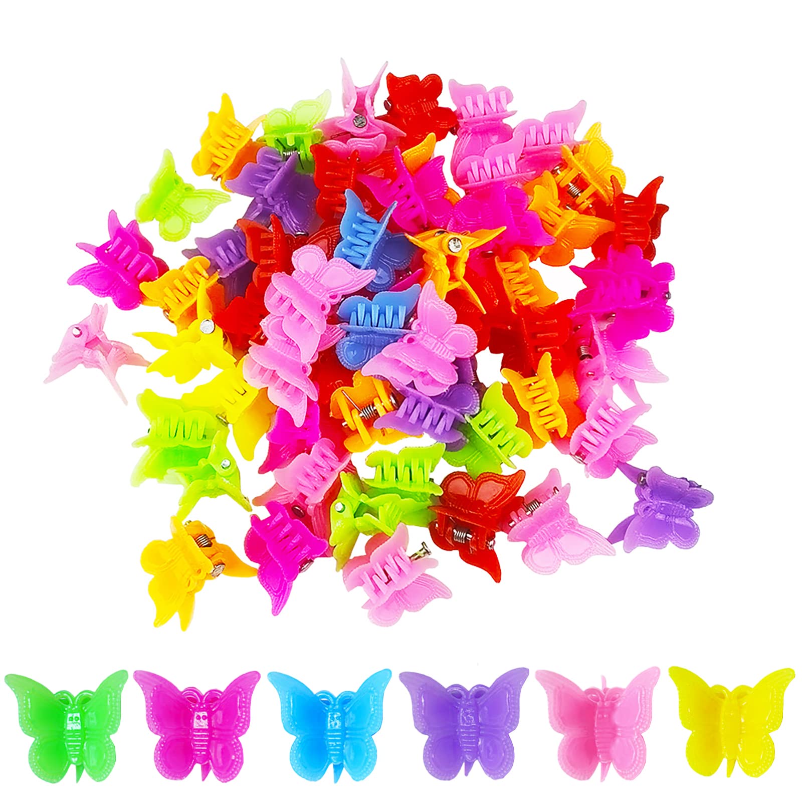 Hair Clip, 100 Pcs Butterfly Hair Clips for Girls, Pastel, Rainbow, Mini Hair Clips for Toddlers