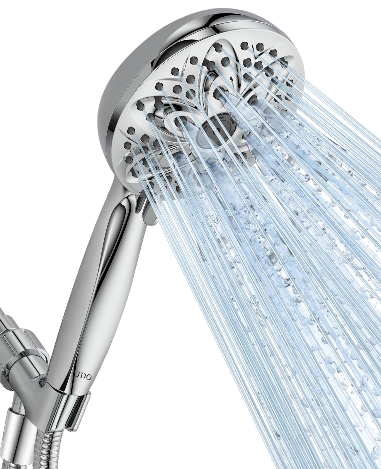 6-Setting Shower Head with Handheld, JDO High Pressure Hand held Shower Head, 4.7 Inch Chrome Detachable Showerhead Set with 59 Inch Stainless Steel Hose and Adjustable Showerhead Holder