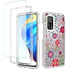 Vokuha Case for Mi 10T 5G/Mi 10T Pro 5G/Redmi K30S M2007J3SY Case with Tempered Glass Screen Protector, Floral Crystal Clear TPU Shockproof Protective Armor Cover for Xiaomi Mi 10T (Floral Prints)